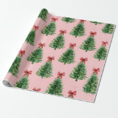 Weihnachtsbaum mit roter Schleife | Rosa Geschenkp Geschenkpapier (Ungerollt)
