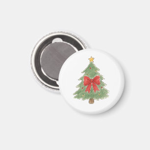 Weihnachtsbaum mit roter Schleife und goldenen Orn Magnet