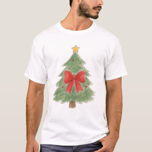 Weihnachtsbaum mit roter Schleife und goldenen Orn T-Shirt