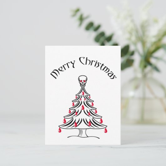 Weihnachtsbaum mit Schädel Postkarte (Stehend Vorderseite)