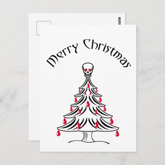 Weihnachtsbaum mit Schädel Postkarte (Vorne/Hinten)