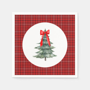 Weihnachtsbaum mit Schleife und Karo Serviette