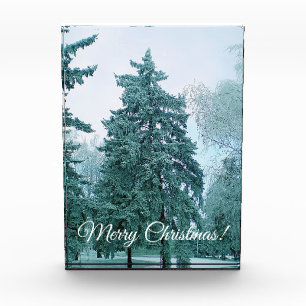 Weihnachtsbaum mit Schnee Fotoblock