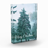 Weihnachtsbaum mit Schnee Fotoblock (Links)