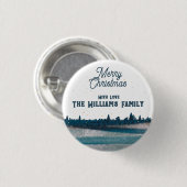 Weihnachtsbaum mit Schnee Frohe Weihnachten Button (Vorne & Hinten)