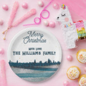 Weihnachtsbaum mit Schnee Frohe Weihnachten Pappteller (Party)