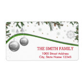 Weihnachtsbaum mit Schnee-Hintergrund-Label (Vorne)