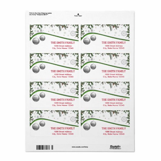 Weihnachtsbaum mit Schnee-Hintergrund-Label (Vorne)