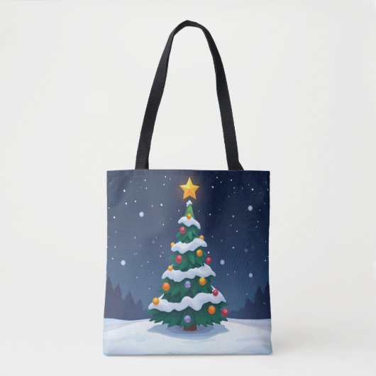 Weihnachtsbaum mit Schnee-Tasche Tasche (Vorderseite)