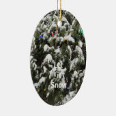 Weihnachtsbaum mit Schnee und Licht Keramikornament (Rechts)