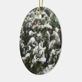 Weihnachtsbaum mit Schnee und Licht Keramikornament (Links)