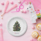 Weihnachtsbaum mit Schneeflocken Pappteller (Party)