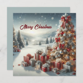 Weihnachtsbaum mit Schneegeschenken Karte