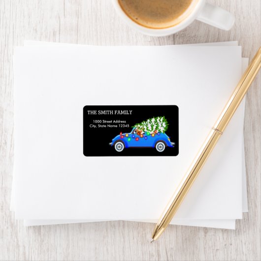 Weihnachtsbaum mit schwarzem Hintergrund Adressaufkleber (Insitu)