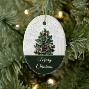 Weihnachtsbaum mit Snowflakes Holiday Ce Keramik Ornament