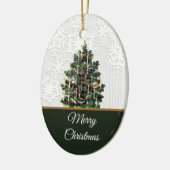 Weihnachtsbaum mit Snowflakes Holiday Ce Keramik Ornament (Links)