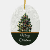 Weihnachtsbaum mit Snowflakes Holiday Ce Keramik Ornament (Vorne)