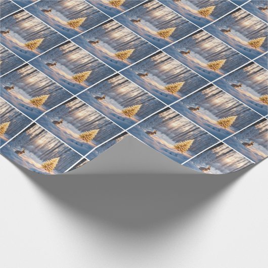 Weihnachtsbaum mit sonniger Aussicht Geschenkpapier (Ecke)
