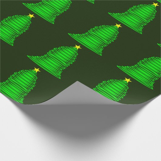 Weihnachtsbaum mit Star Green Wrapping Paper Geschenkpapier (Ecke)