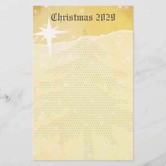 Weihnachtsbaum mit Stars Stationery Briefpapier (Vorderseite)