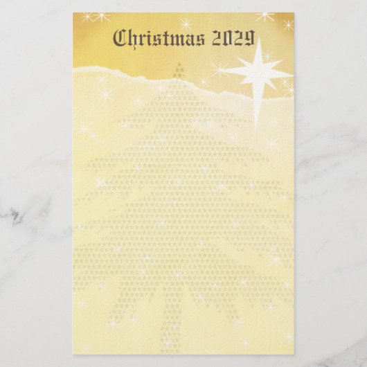 Weihnachtsbaum mit Stars Stationery Briefpapier (Rückseite)