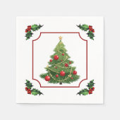 Weihnachtsbaum mit Stechpalme Serviette (Vorderseite)