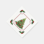 Weihnachtsbaum mit Stechpalme Serviette (Ecke)