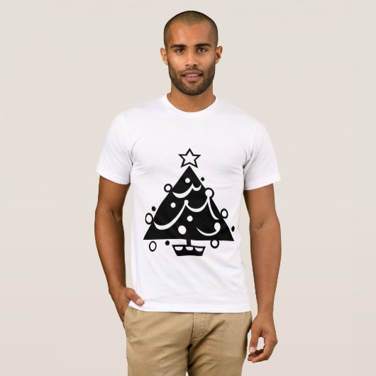 Weihnachtsbaum mit Stern-Schwarzweiss-Shirt T-Shirt (Vorne ganz)