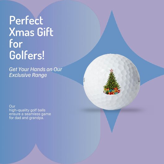 Weihnachtsbaum mit Stern und Presentage Urlaub Golfball