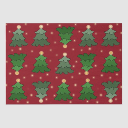 Weihnachtsbaum mit Sternen auf Custom Red Seidenpapier (Vorderseite)