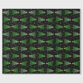 Weihnachtsbaum mit Sternen auf schwarz Geschenkpapier (Flach)