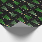 Weihnachtsbaum mit Sternen auf schwarz Geschenkpapier (Ecke)