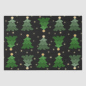 Weihnachtsbaum mit Sternen auf schwarz Seidenpapier (Vorderseite)