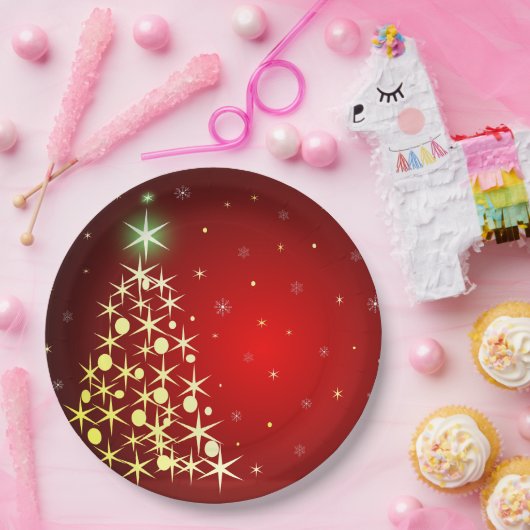 Weihnachtsbaum mit Sternen Pappteller (Party)