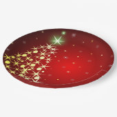 Weihnachtsbaum mit Sternen Pappteller (Schrägansicht)