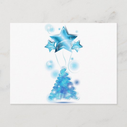 Weihnachtsbaum mit Sternenballons Feiertagspostkarte (Vorderseite)