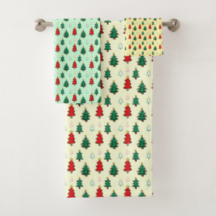 Weihnachtsbaum mit sternenüberragenden nahtlosen M Badhandtuch Set
