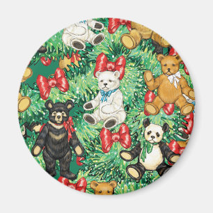 Weihnachtsbaum mit Teddybär-Verzierungen Magnet