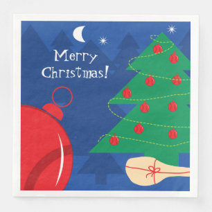 Weihnachtsbaum mit Tennisbällen und Schläger Serviette