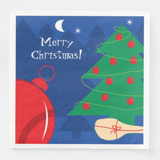 Weihnachtsbaum mit Tennisbällen und Schläger Serviette (Vorderseite)