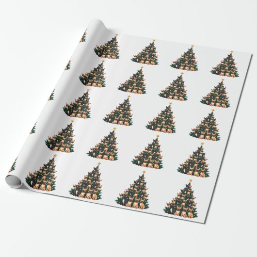 Weihnachtsbaum mit Terrier Hunden Weihnachtsgesche Geschenkpapier (Ungerollt)