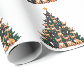 Weihnachtsbaum mit Terrier Hunden Weihnachtsgesche Geschenkpapier (Rolleneckpunkt)