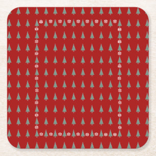 Weihnachtsbaum mit Verzierungen roten Bögen Glock Rechteckiger Pappuntersetzer