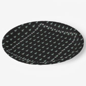 Weihnachtsbaum mit Verzierungen roten Bögen Glocke Pappteller (Schrägansicht)