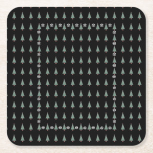 Weihnachtsbaum mit Verzierungen roten Bögen Glocke Rechteckiger Pappuntersetzer