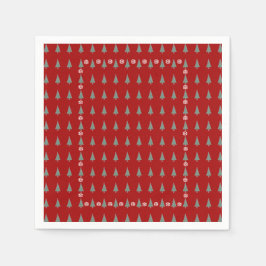 Weihnachtsbaum mit Verzierungen roten Bögen Glocke Serviette