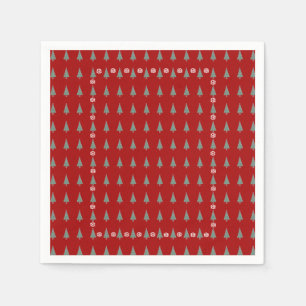 Weihnachtsbaum mit Verzierungen roten Bögen Glocke Serviette