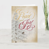 Weihnachtsbaum mit Vogel Feiertagskarte (Vorderseite)