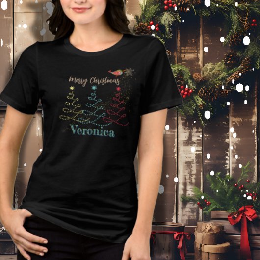 Weihnachtsbaum mit Vogel Tri-Blend Shirt