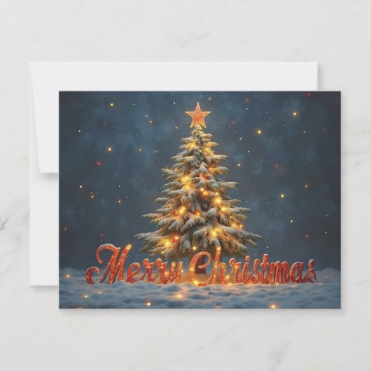 Weihnachtsbaum mit warmen Lichtern im Schnee (Vorderseite)